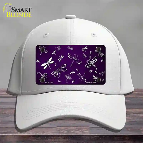 Purple White Dragonfly Oil Rubbed Novelty License Plate Hat Cotton / White