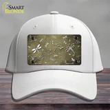 Gold White Dragonfly Oil Rubbed Novelty License Plate Hat Cotton / White