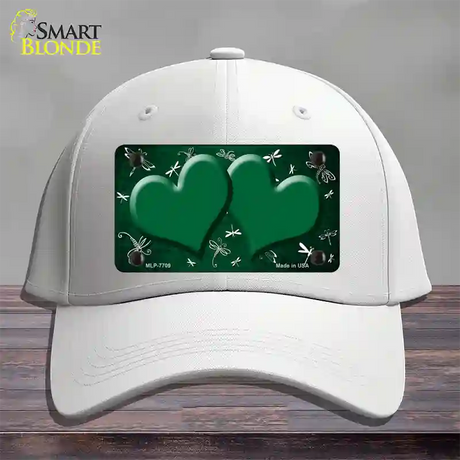 Green White Dragonfly Hearts Oil Rubbed Novelty License Plate Hat Cotton / White