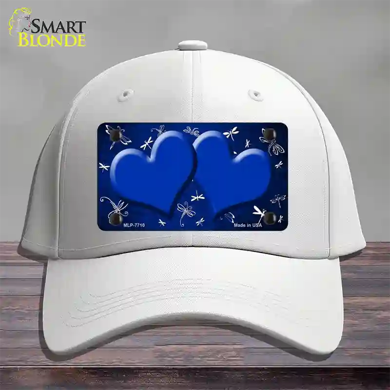 Blue White Dragonfly Hearts Oil Rubbed Novelty License Plate Hat Cotton / White