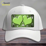 Lime Green White Owl Hearts Oil Rubbed Novelty License Plate Hat Cotton / White