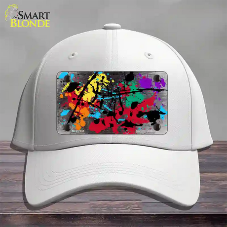 Black White Splatter Oil Rubbed Novelty License Plate Hat Cotton / White