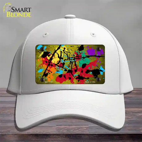 Yellow Splatter Oil Rubbed Novelty License Plate Hat Cotton / White