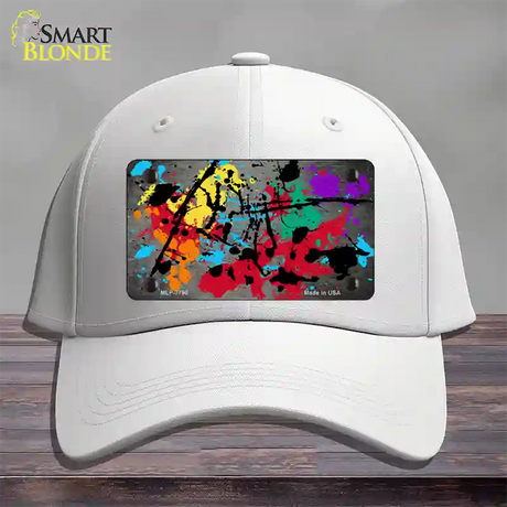 Gray Splatter Oil Rubbed Novelty License Plate Hat Cotton / White