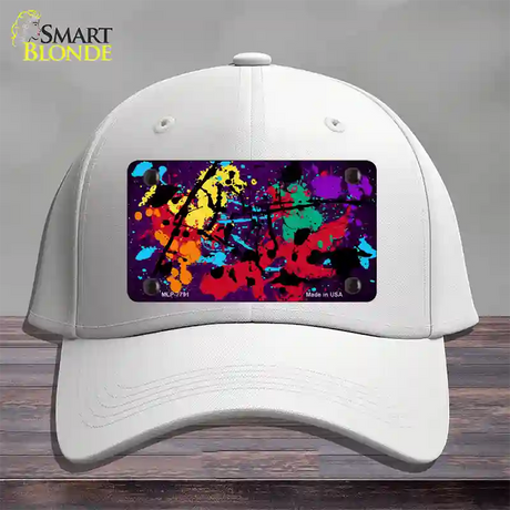 Purple Splatter Oil Rubbed Novelty License Plate Hat Cotton / White