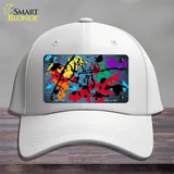 Light Blue Splatter Oil Rubbed Novelty License Plate Hat Cotton / White