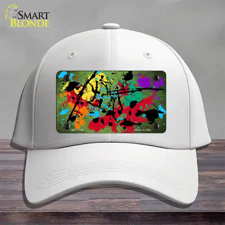 Lime Green Splatter Oil Rubbed Novelty License Plate Hat Cotton / White