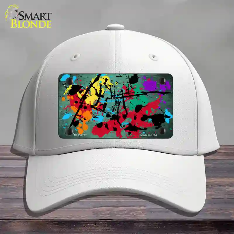 Mint Splatter Oil Rubbed Novelty License Plate Hat Cotton / White