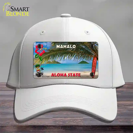 Blank Mahalo Hawaii State Novelty License Plate Hat Cotton / White