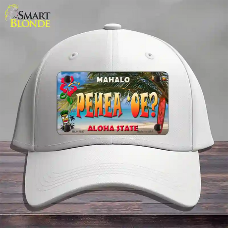 Pehea oe Hawaii State Novelty License Plate Hat Cotton / White