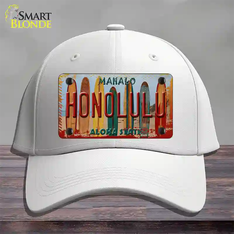 Honolulu Surfboards Hawaii State Novelty License Plate Hat Cotton / White