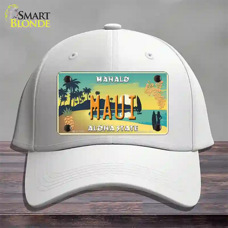 Maui Hawaii Pineapple Novelty License Plate Hat Cotton / White