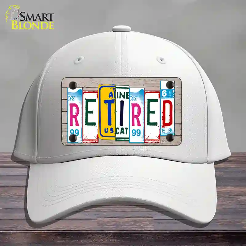 Retired License Plate Art Wood Novelty License Plate Hat Cotton / White