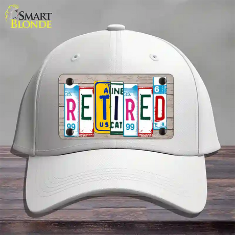 Retired License Plate Art Wood Novelty License Plate Hat Cotton / White