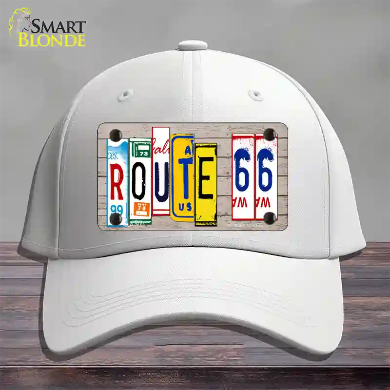 Route 66 License Plate Art Wood Novelty License Plate Hat Cotton / White