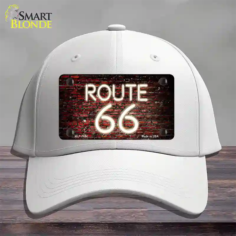 Route 66 Neon Brick Novelty License Plate Hat Cotton / White