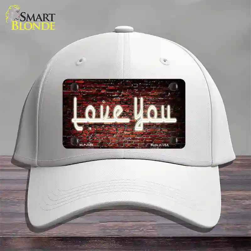 Love You On Brick Wall Novelty License Plate Hat Cotton / White