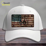 Route 66 American Flag Transparent Novelty License Plate Hat Cotton / White