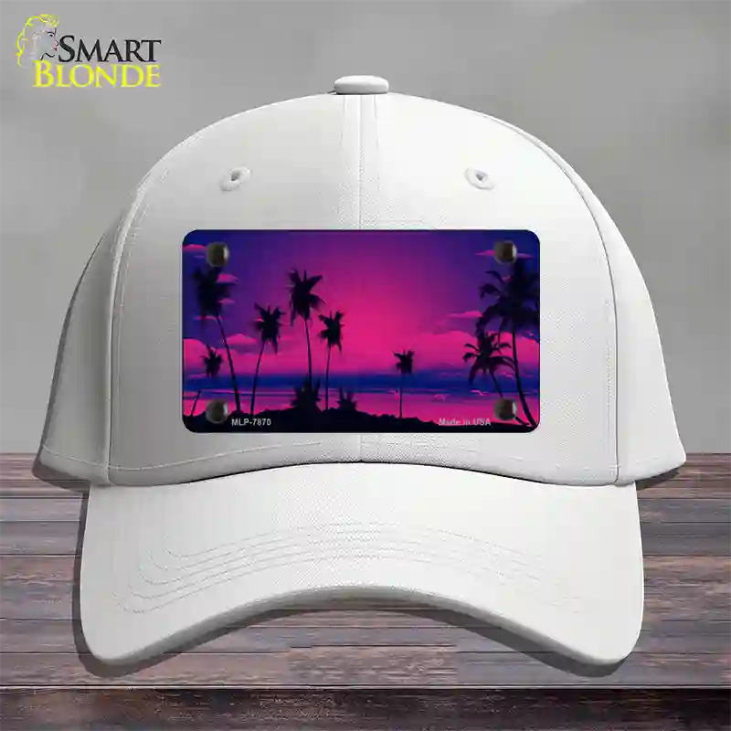 Sunset Pink Novelty License Plate Hat Cotton / White