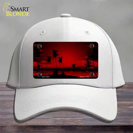 Sunset Red Novelty License Plate Hat Cotton / White