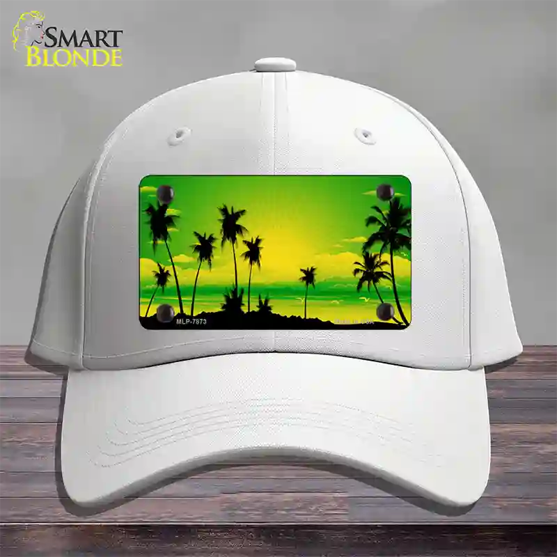 Sunset Yellow Green Novelty License Plate Hat Cotton / White