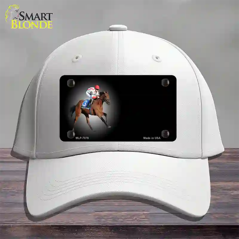 Horse Racing Offset Novelty License Plate Hat Cotton / White