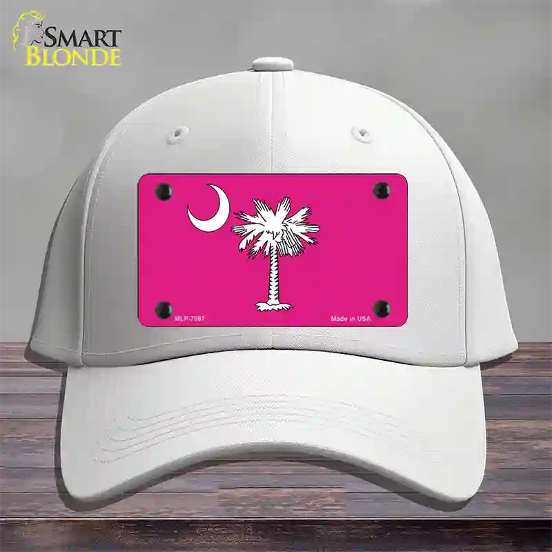 South Carolina Flag Pink Novelty License Plate Hat Cotton / White