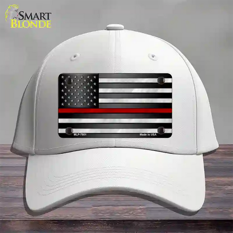 American Flag Thin Red Line Novelty License Plate Hat Cotton / White