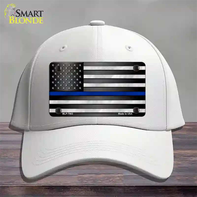 American Flag Thin Blue Line Novelty License Plate Hat Cotton / White