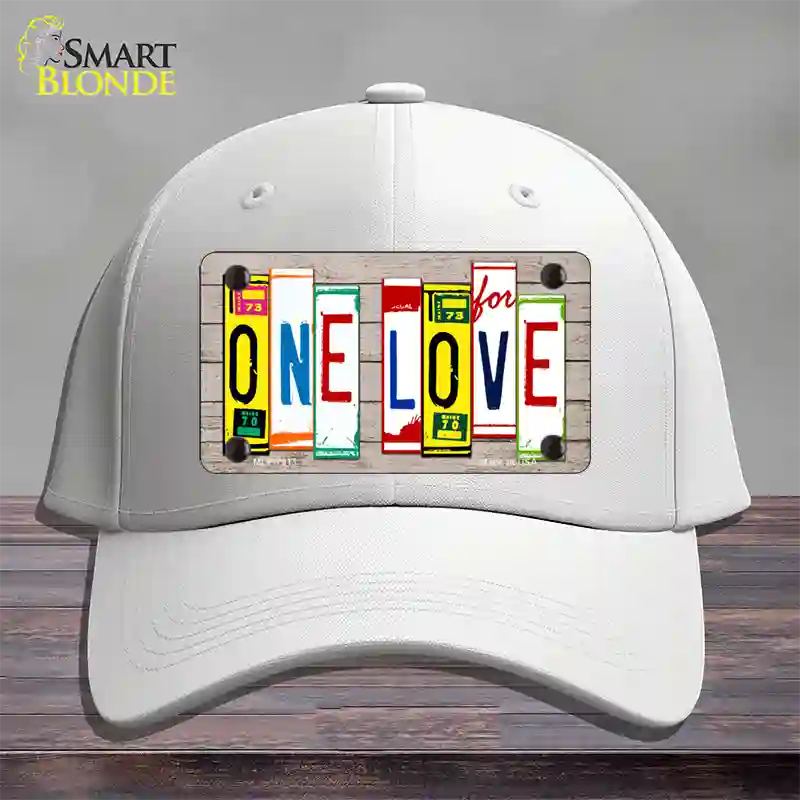 One Love Wood License Plate Art Novelty License Plate Hat Cotton / White