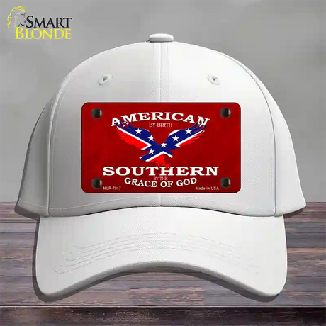 American By Birth Novelty License Plate Hat Cotton / White