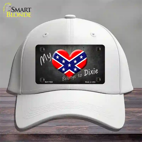 Heart Belongs To Dixie Novelty License Plate Hat Cotton / White