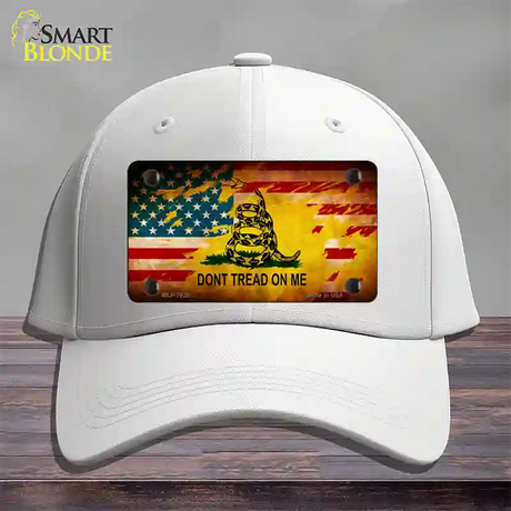 Dont Tread On Me US Flag Novelty License Plate Hat Cotton / White