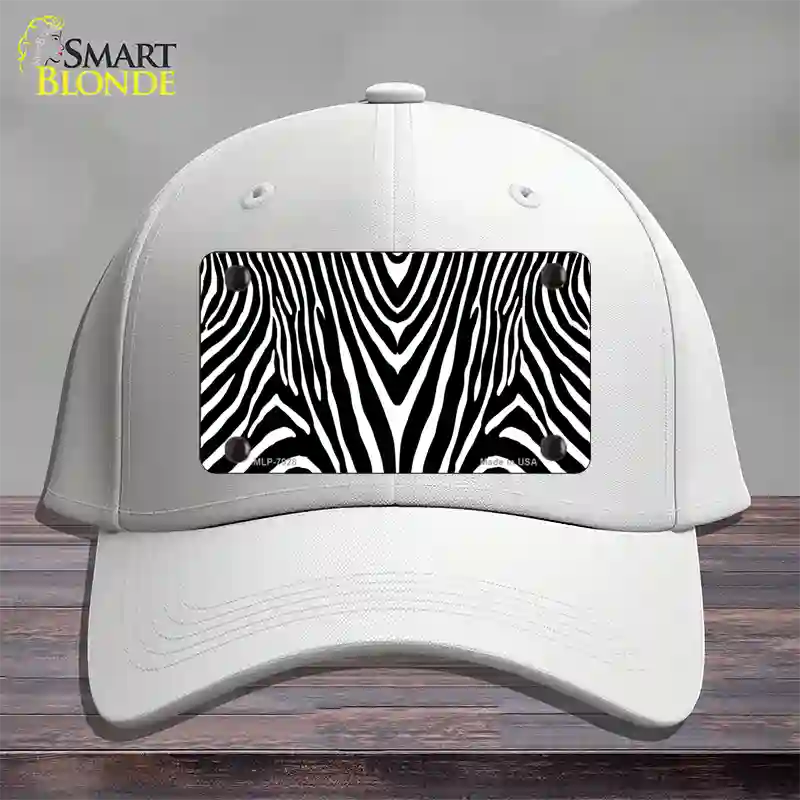 Zebra Print Novelty License Plate Hat Cotton / White