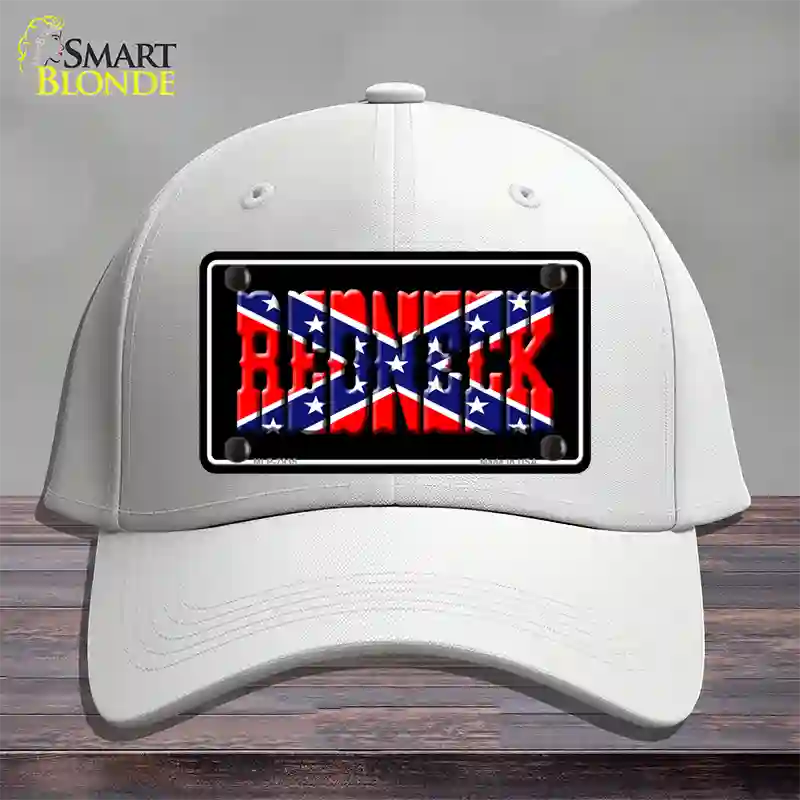 Redneck Confederate Flag Black Novelty License Plate Hat Cotton / White