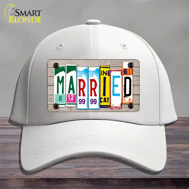 Married Wood License Plate Art Novelty License Plate Hat Cotton / White