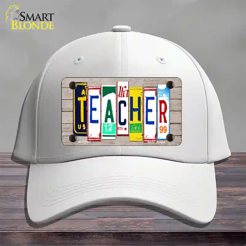 Teacher Wood License Plate Art Novelty License Plate Hat Cotton / White