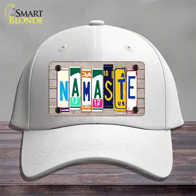 Namaste Wood License Plate Art Novelty License Plate Hat Cotton / White