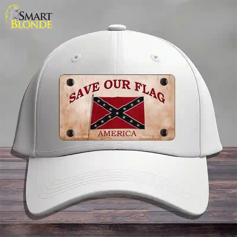 Save Our Flag Confederate Novelty License Plate Hat Cotton / White