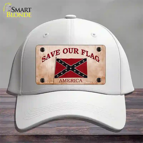 Save Our Flag Confederate Novelty License Plate Hat Cotton / White