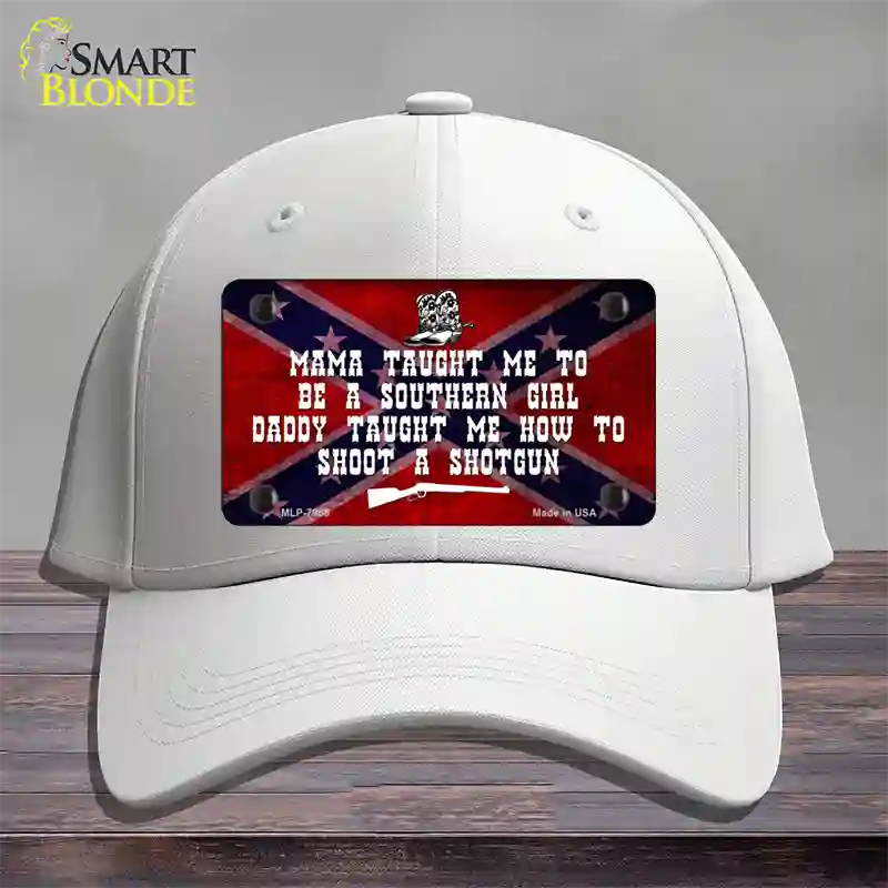 Mama Taught Me Novelty License Plate Hat Cotton / White