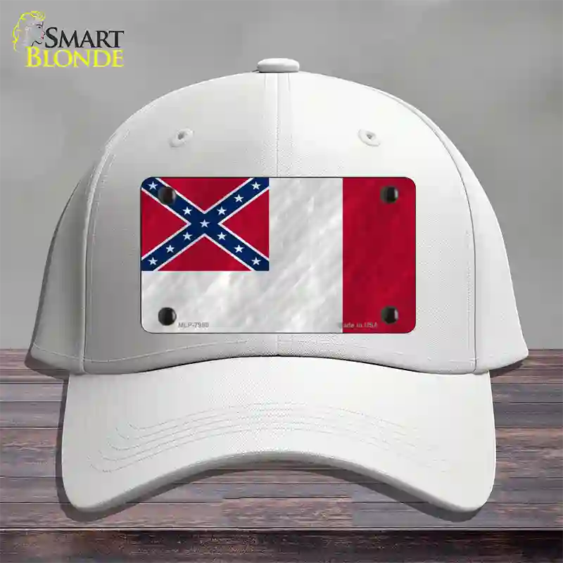 Third Confederate Flag Novelty License Plate Hat Cotton / White