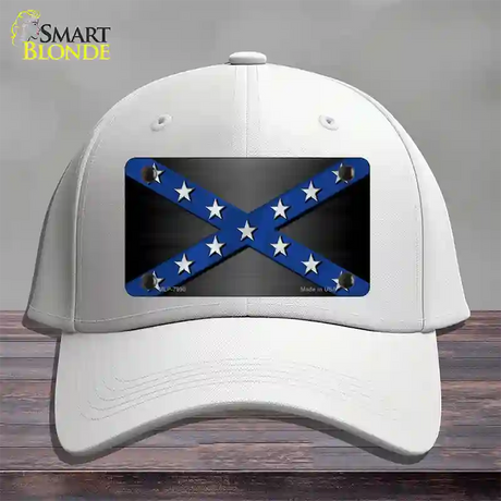 Confederate Stripes Blue Novelty License Plate Hat Cotton / White