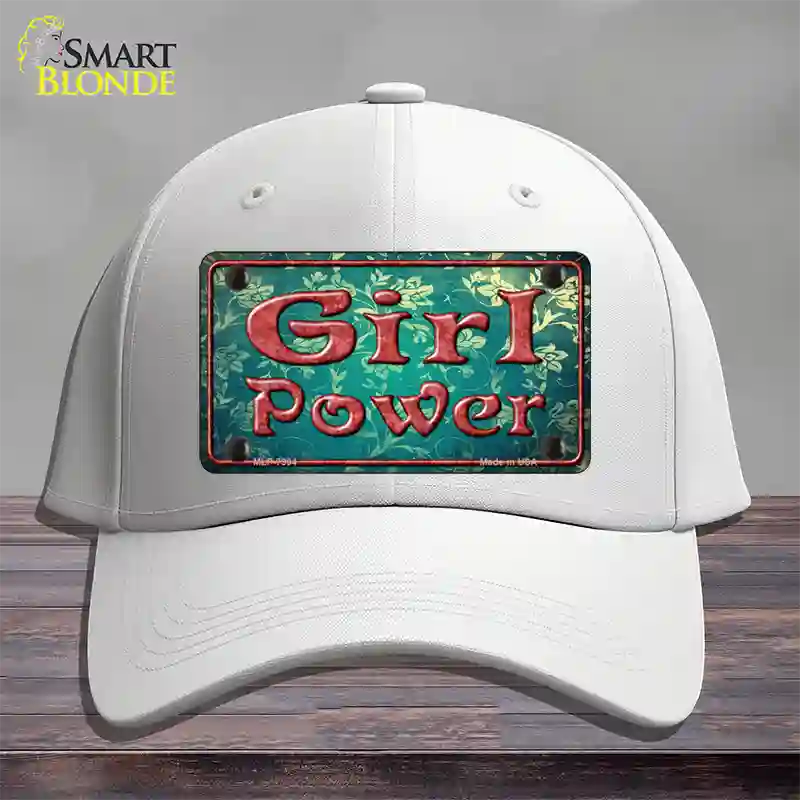 Girl Power Flower Novelty License Plate Hat Cotton / White