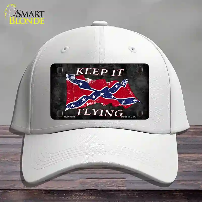 Confederate Keep It Flying Novelty License Plate Hat Cotton / White