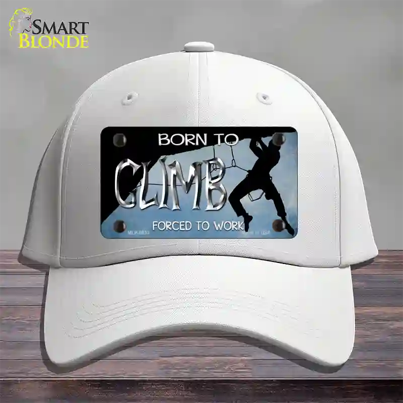 Born To Climb Novelty License Plate Hat Cotton / White