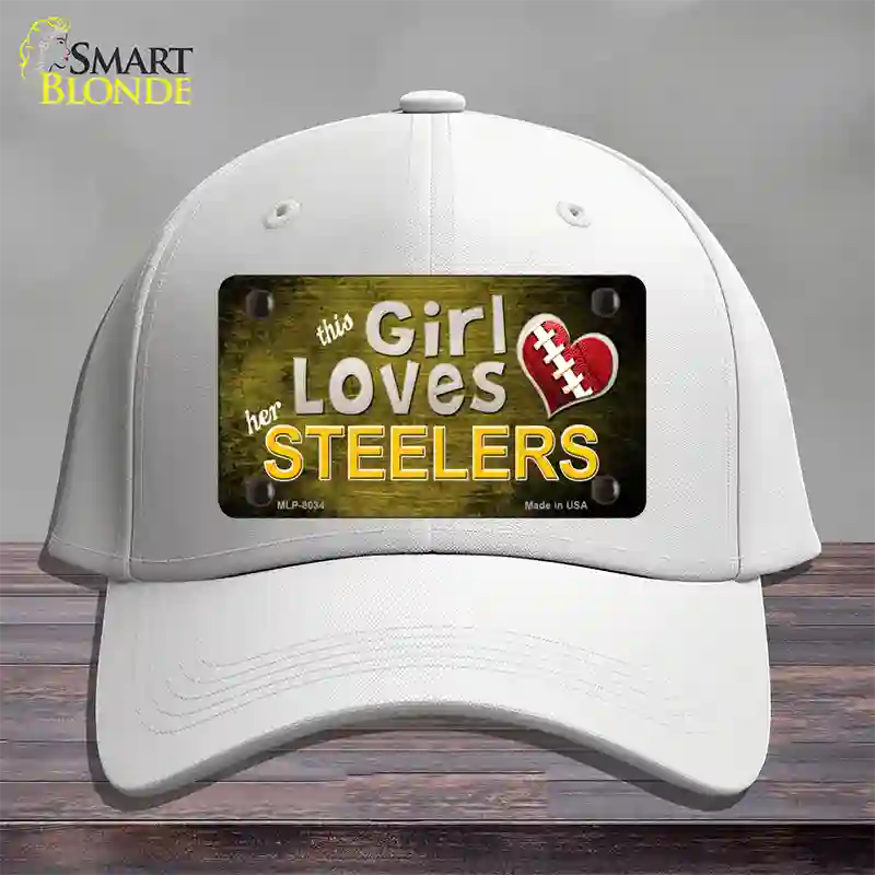 This Girl Loves Her Steelers Novelty License Plate Hat Cotton / White