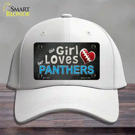 This Girl Loves Her Panthers Novelty License Plate Hat Cotton / White