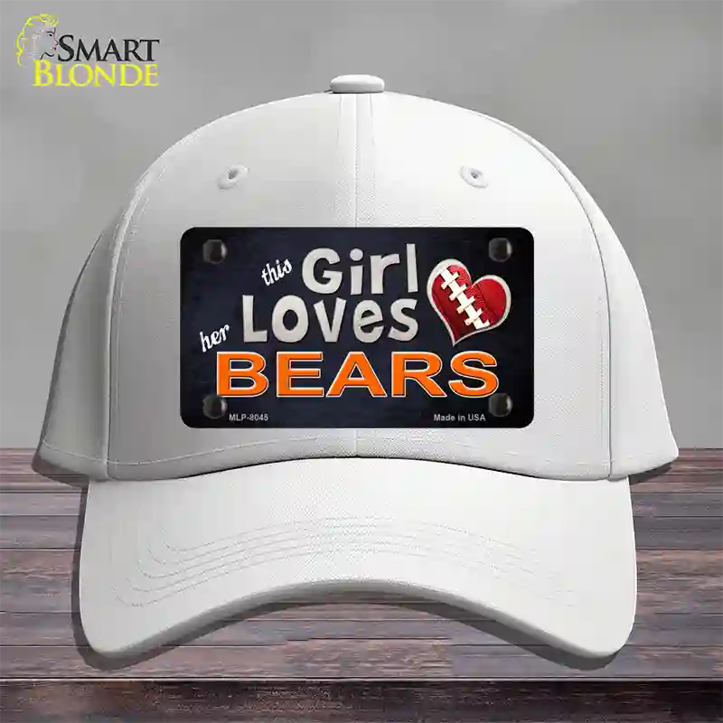 This Girl Loves Her Bears Novelty License Plate Hat Cotton / White