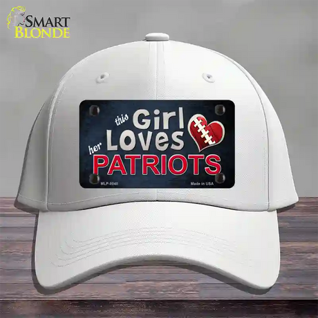 This Girl Loves Her Patriots Novelty License Plate Hat Cotton / White